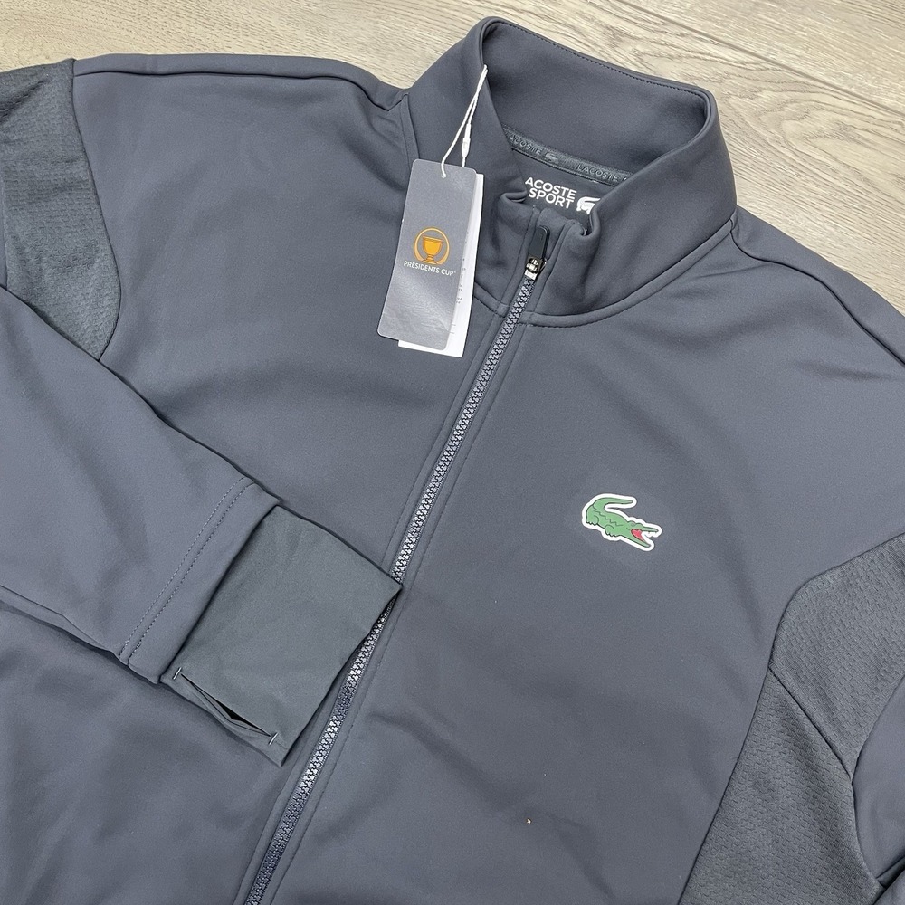 NWT Lacoste Sport Presidents Cup Gray Full Zip Jacket Men Sz XXL Golf Preppy